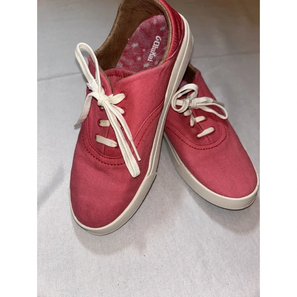 Olukai Kohu Women's Canvas W7.5 EUR 37.5 Coral Pink Canvas Wet Grip Non‎ Marking